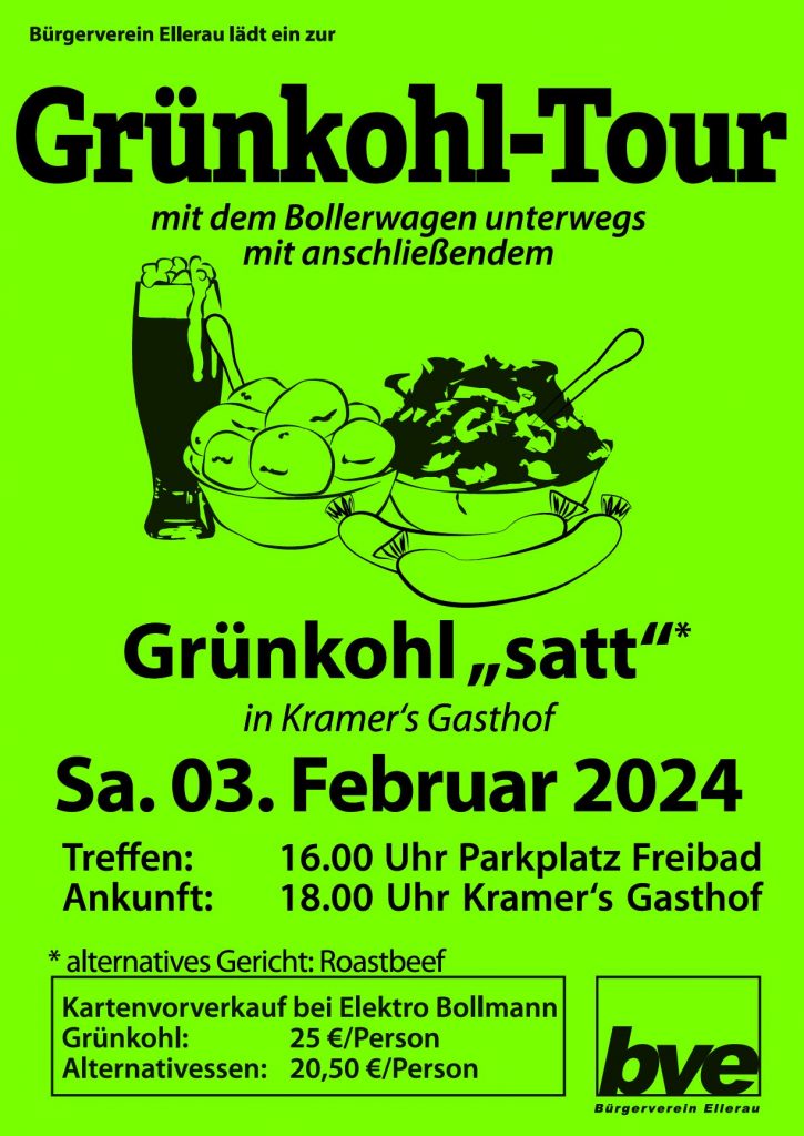 Plakat BVE Grünkohl-Tour 2024