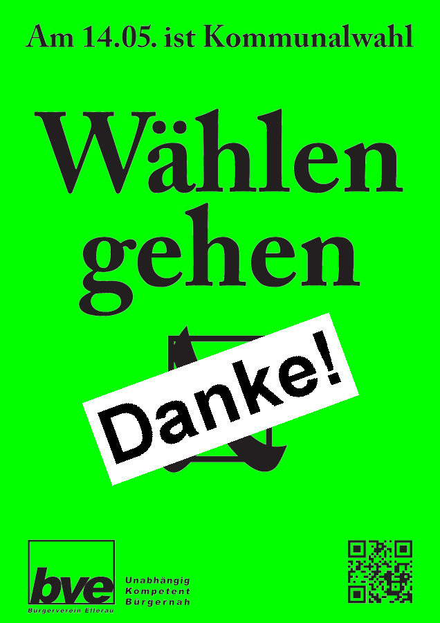 BVE-Plakat mit dem Aufruf "Wählen gehen" zur Kommunalwahl 2023.