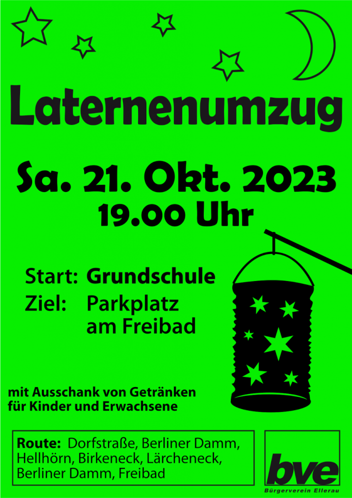 Plakat für den BVE-Laternenumzug am 12.10.2023.