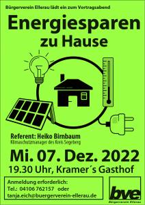 Plakat Themenabend Energiesparen zu Hause