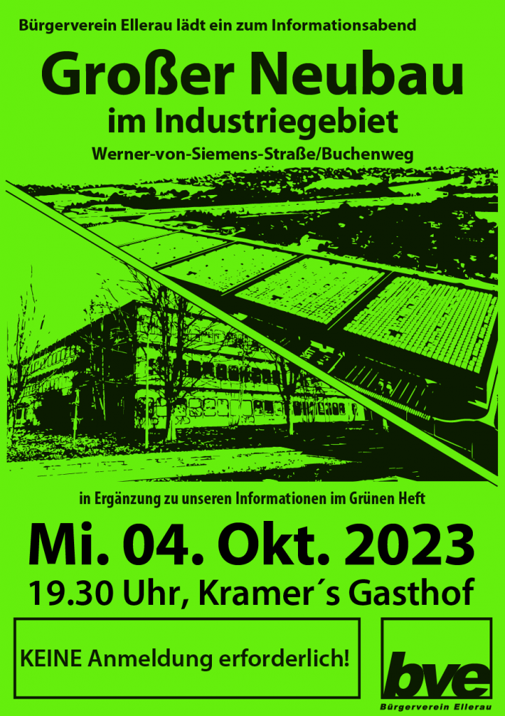 Plakat zum Themenabend "Großer Neubau im Industriegebiet"